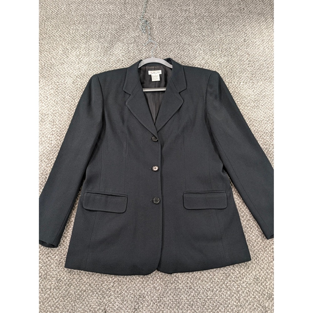 Talbots Womens Black Three Button Blazer Jacket Size 10 Made in USA Professional